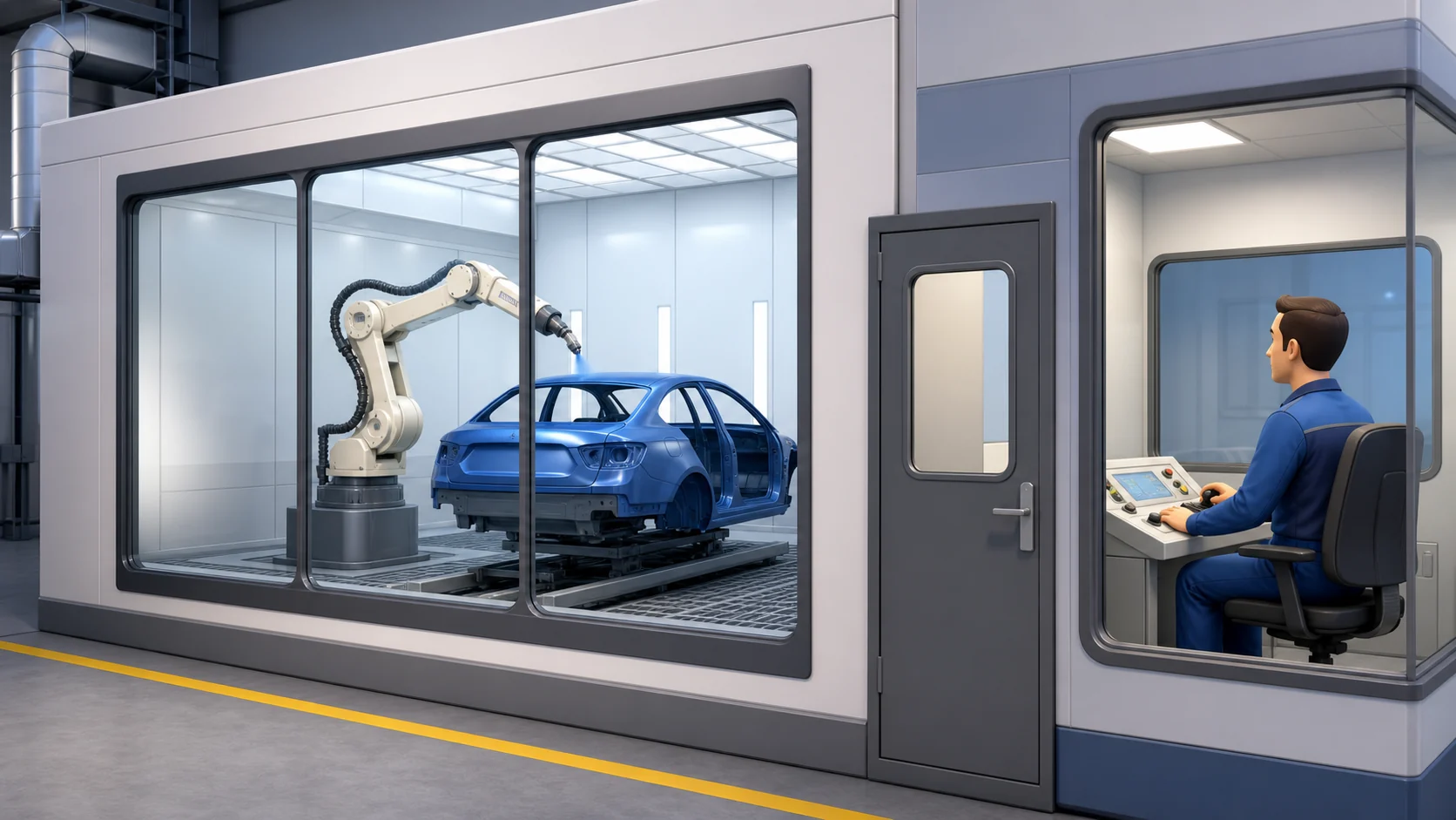 Автоматизированная окраска с отдельной кабиной управления