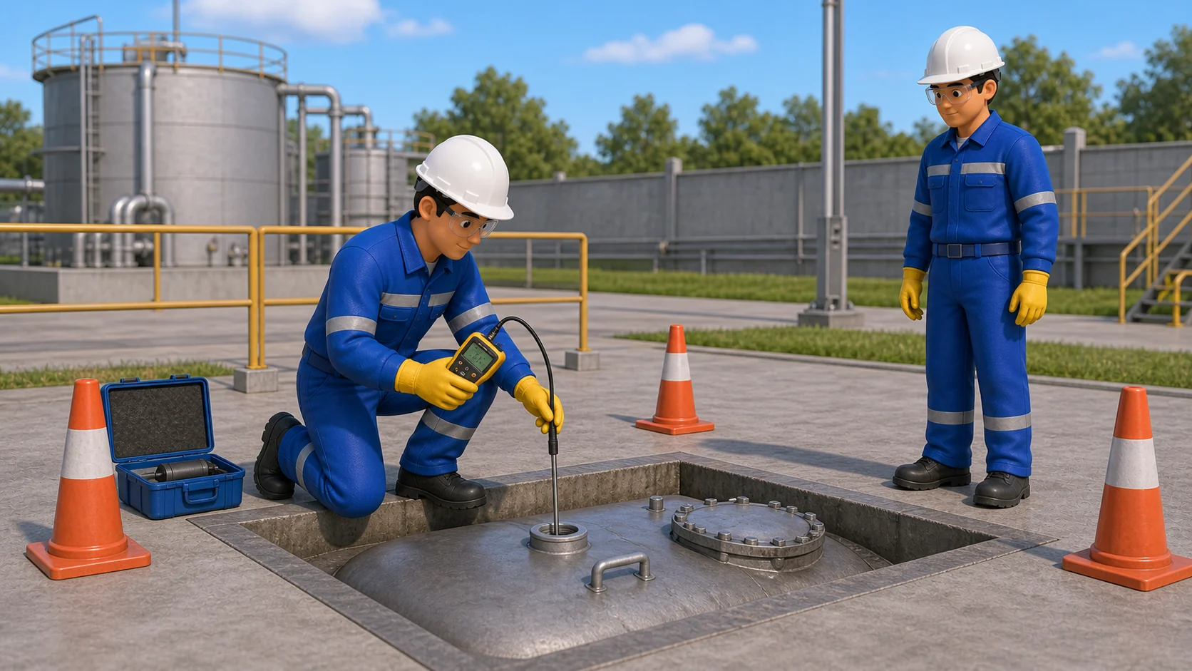 Проверка заглубленной емкости газоанализатором