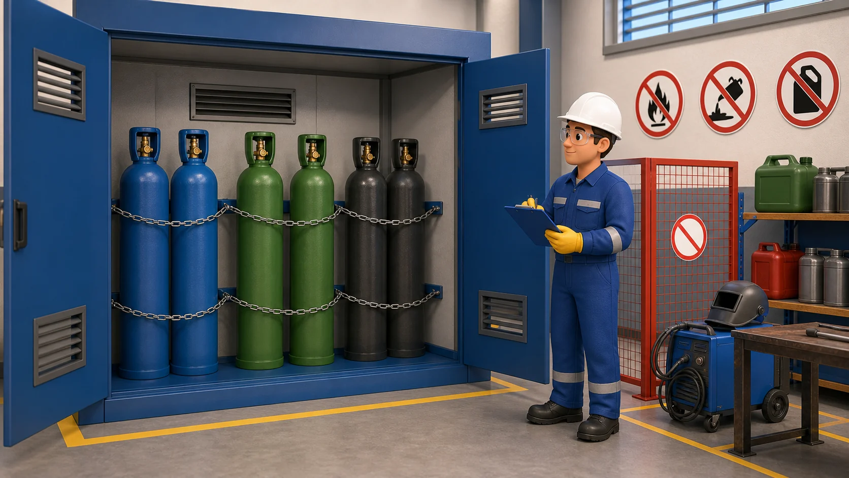Хранение баллонов со сжатым газом